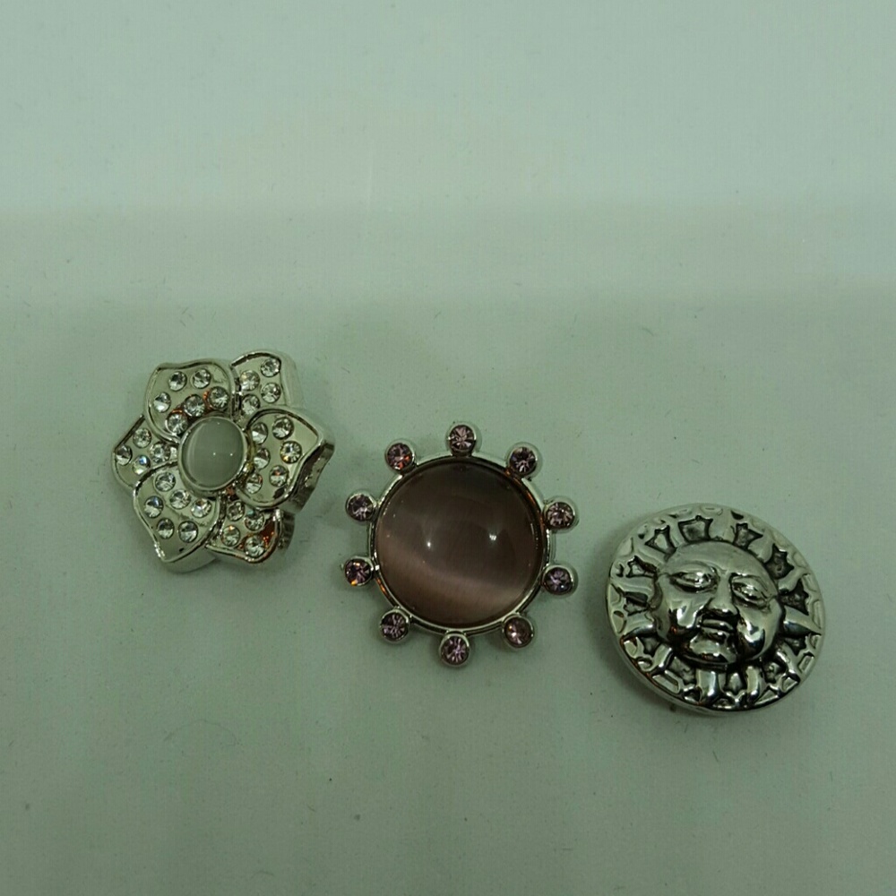 Set of 3 snap charms for snap bracelet.